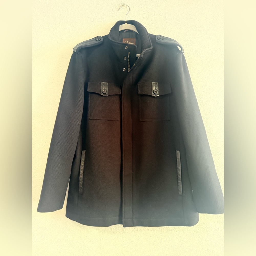 Cole Haan Signature Womens Wool Lamb Skin Coat Long Jacket Size US L Black